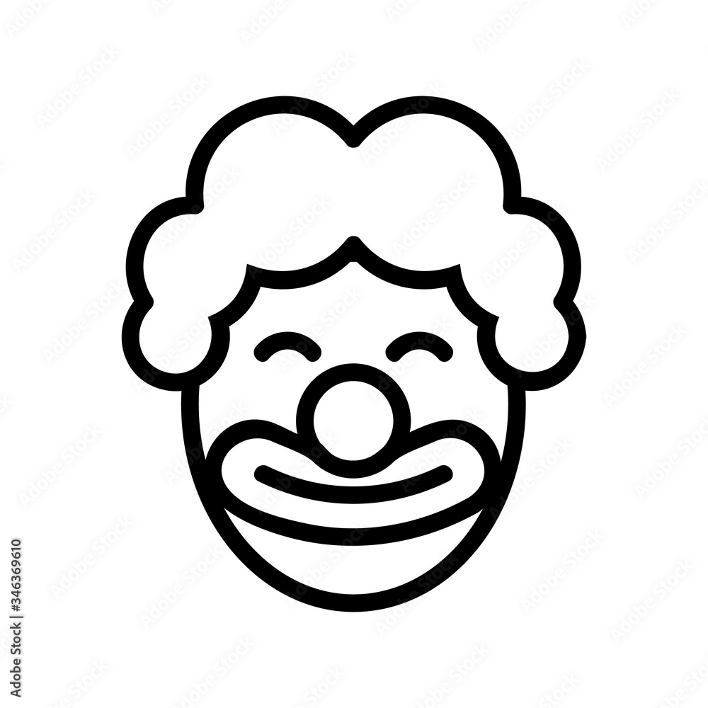 satisfied clown in wig icon vector. satisfied clown in wig sign. isolated contour symbol illustration satisfied clown in wig icon vector. satisfied clown in wig sign. isolated contour symbol illustration