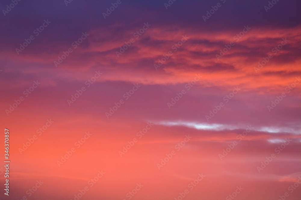Pôr-do-sol com o céu repleto de nuvens coloridas
