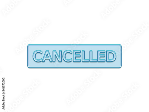 Cancelled blue square isolated button
