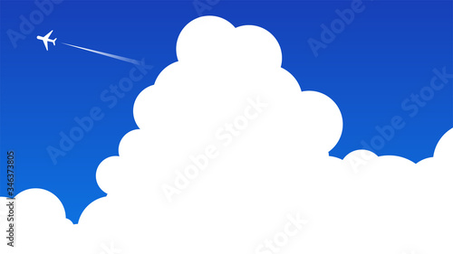 雲　飛行機雲　青空　背景素材