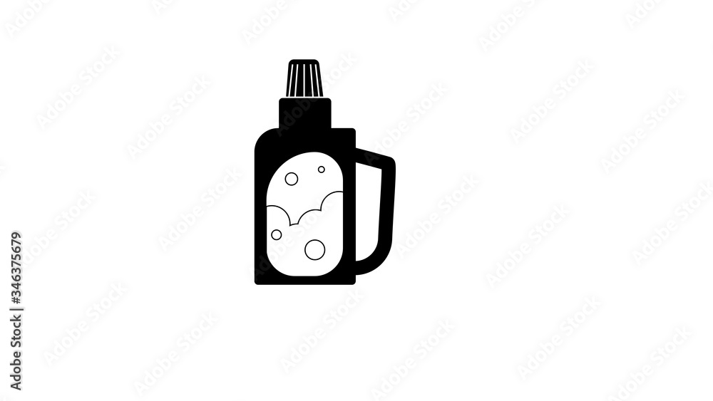 Black Container with drain cleaner icon isolated Black Container with drain cleaner icon isolated