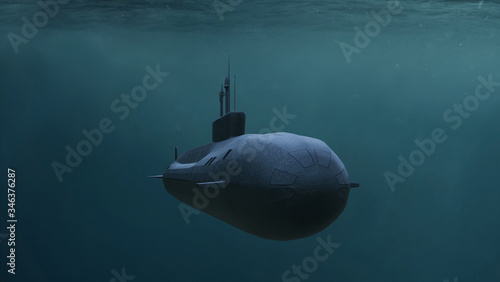 Submarine. Render 3d. Illustration. photo
