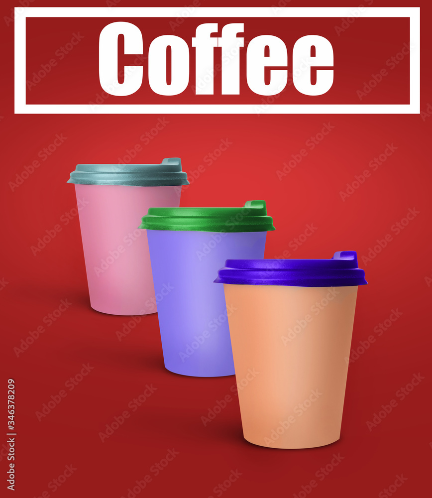 Takeaway coffee cups on color background Takeaway coffee cups on color background