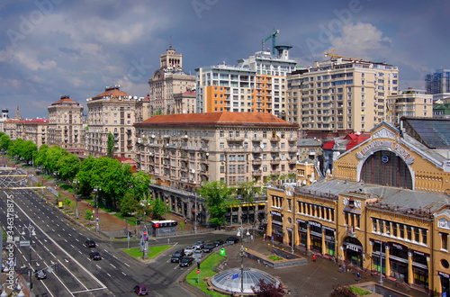 Ukraine. Kiev. 05/05/20. The view from the heights on the street Khreshchatyk in the city center in a thunderstorm.