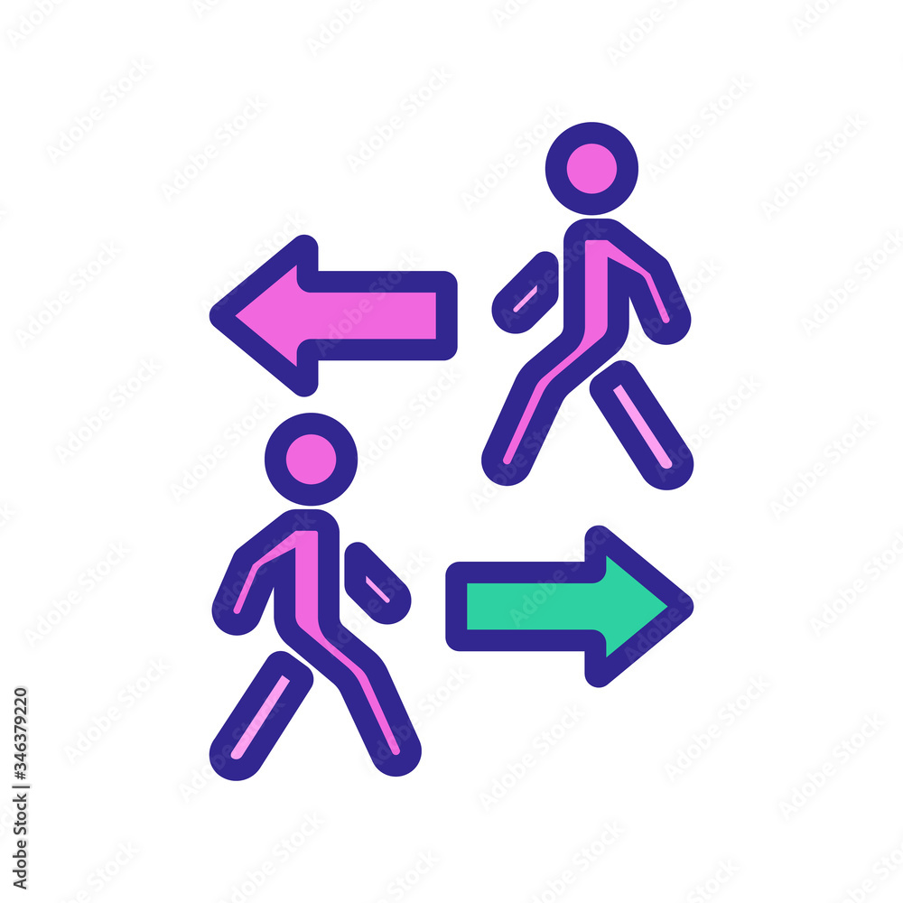 going in opposite directions walking people icon vector. going in opposite directions walking people sign. color symbol illustration going in opposite directions walking people icon vector. going in opposite directions walking people sign. color symbol illustration