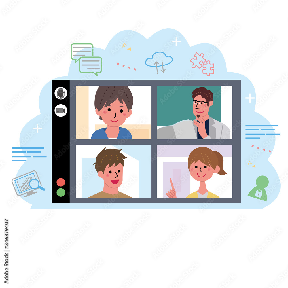 オンライン授業 パソコン授業 イラスト Stock Vector Adobe Stock