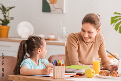 Working mother with little ...