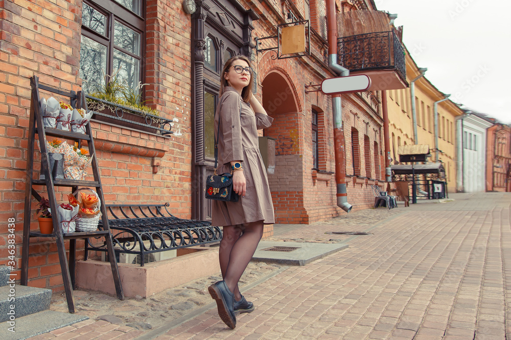 business woman in the old town business woman in the old town