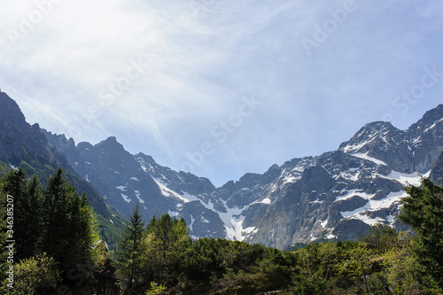 A beautiful landscape at the Morskie Oko in the polish Tatras.