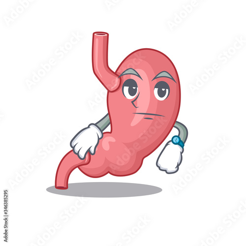 Mascot design of human stomatch showing waiting gesture