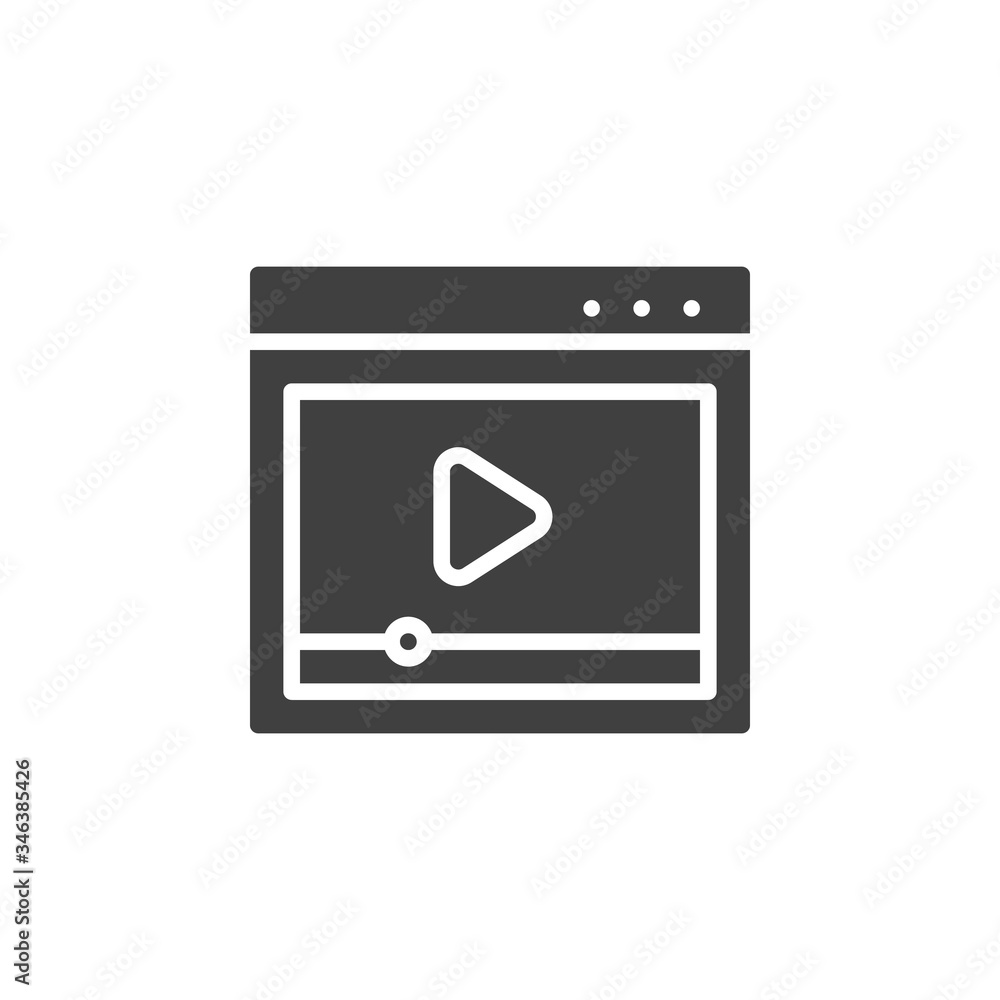 Web media player vector icon. filled flat sign for mobile concept and web design. Online Video player glyph icon. Symbol, logo illustration. Vector graphics Web media player vector icon. filled flat sign for mobile concept and web design. Online Video player glyph icon. Symbol, logo illustration. Vector graphics