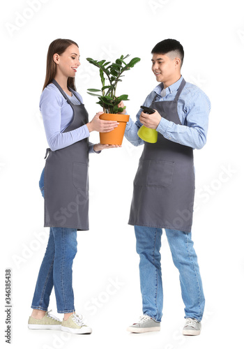 Portrait of florists with p...