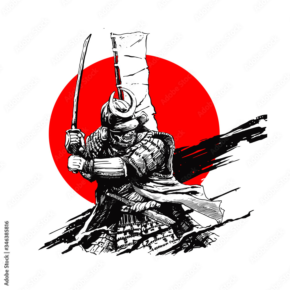 Valokuva samurai character illustration - tilaa netistä Europosters.fi