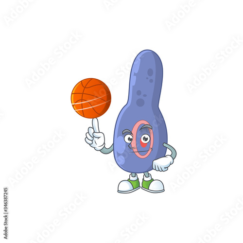 An athletic clostrisium botulinum cartoon design style playing basketball