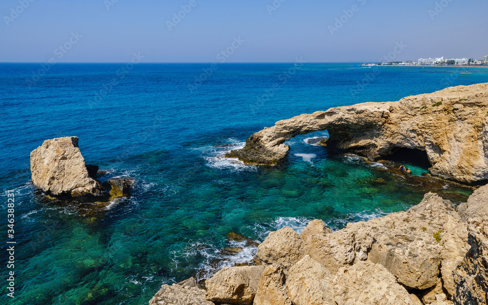 Arch of lovers in the Mediterranean. Cyprus Attraction