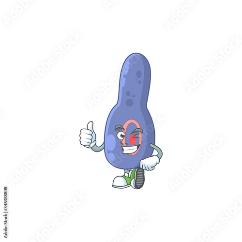 Mascot design style of clostrisium botulinum showing Thumbs up finger