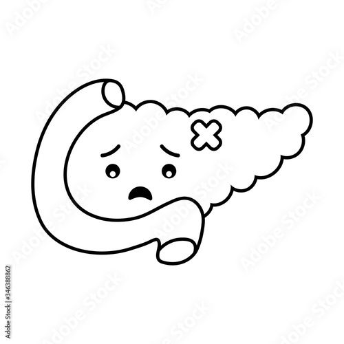 pancreas cartoon line style icon vector design