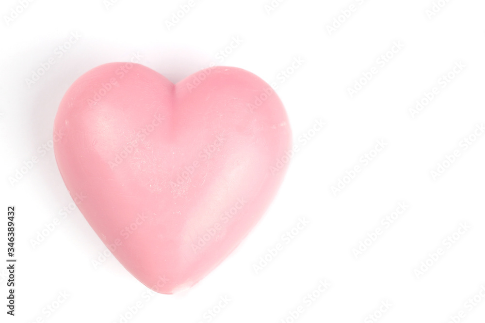 soap-heart pink, hand made isolated on white