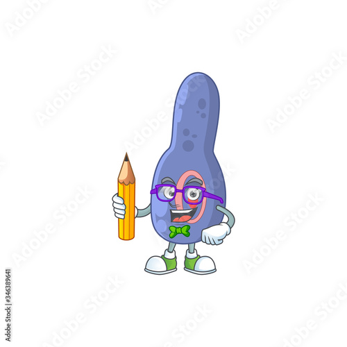 Costrisium botulinum student cartoon character studying with pencil