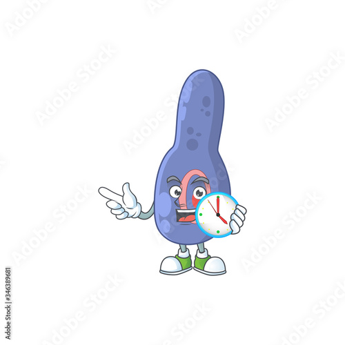 Clostrisium botulinum mascot design concept holding a circle clock