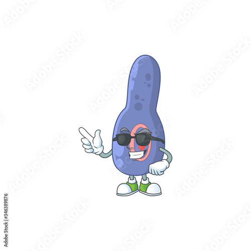 Super cute clostrisium botulinum cartoon character wearing black glasses