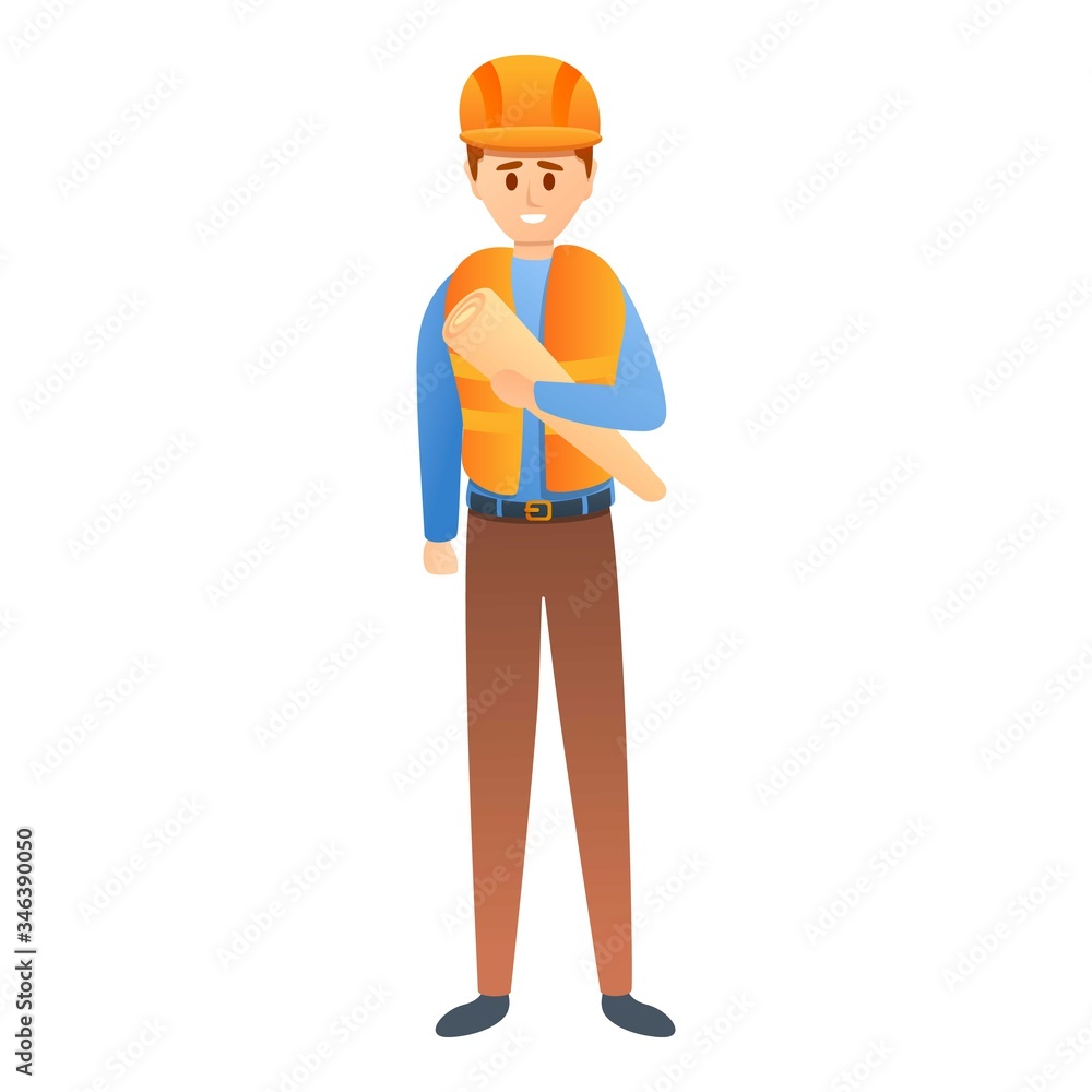 Construction plan worker icon. Cartoon of construction plan worker vector icon for web design isolated on white background