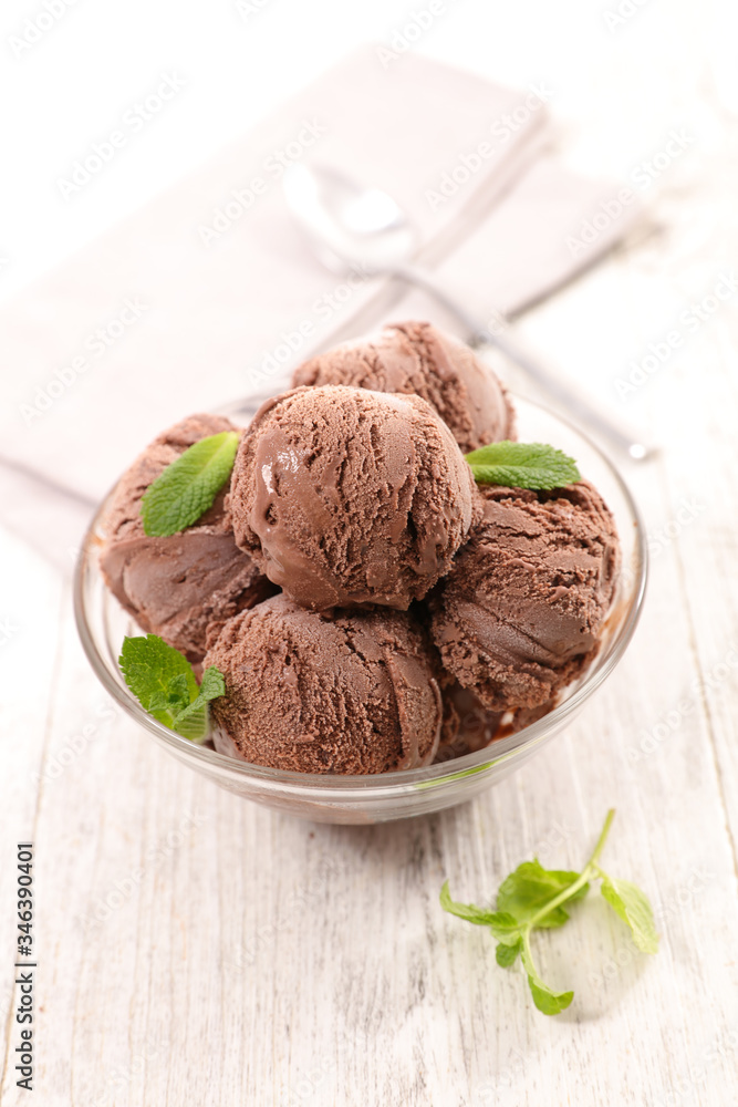 chocolate ice cream scoop in bowl chocolate ice cream scoop in bowl