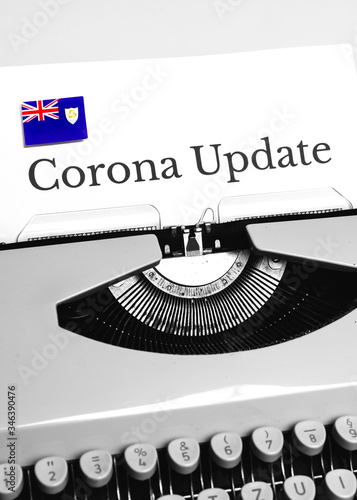 A Typewriter Typing the NEWS of COVID-19 with the Flag of Anguilla.