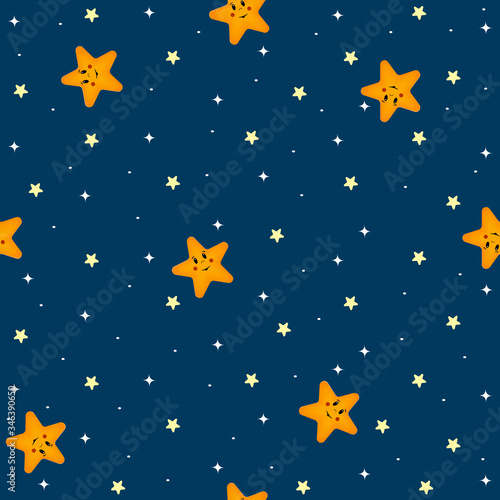 Pattern with stars on dark blue background, vector illustration, design, textile, printing, background