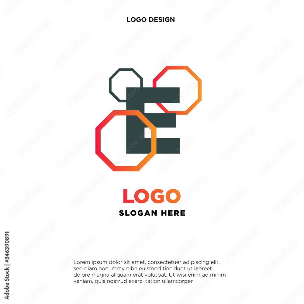 the letter logo E. with the shape of a hexagon.template modern.isolated white. business logos, for companies and graphic design. illustration vector the letter logo E. with the shape of a hexagon.template modern.isolated white. business logos, for companies and graphic design. illustration vector