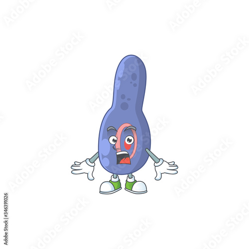 A cartoon design of clostrisium botulinum showing an amazed gesture