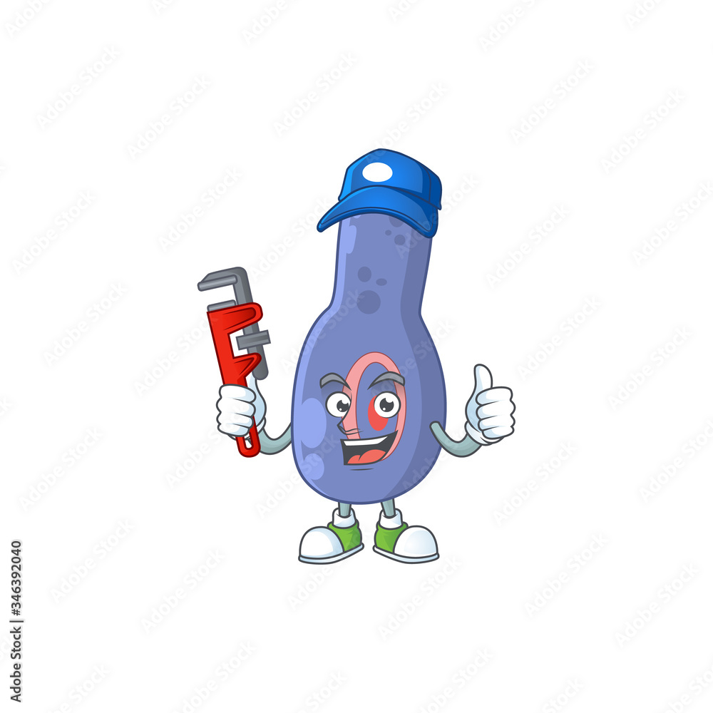 Mascot design concept of clostrisium botulinum work as smart Plumber