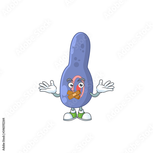 Clostrisium botulinum mascot cartoon design with quiet finger gesture