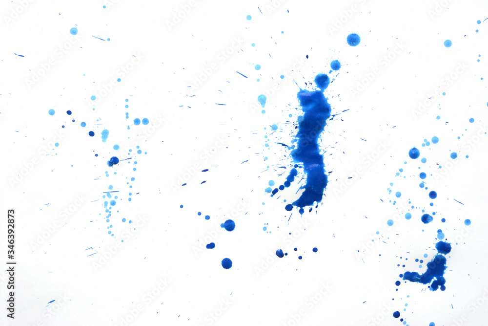 Brush painted blue drops on white background Brush painted blue drops on white background