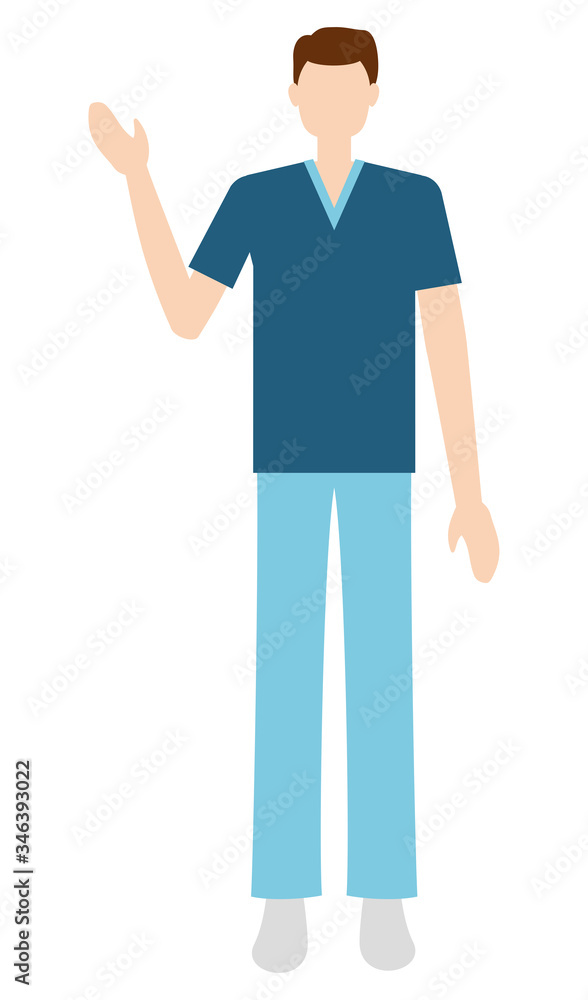 Fototapeta premium 医療・介護の現場で働く男性 イラスト