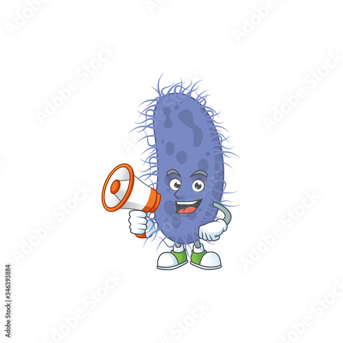 A picture of salmonella typhi cartoon design style speaking on a megaphone