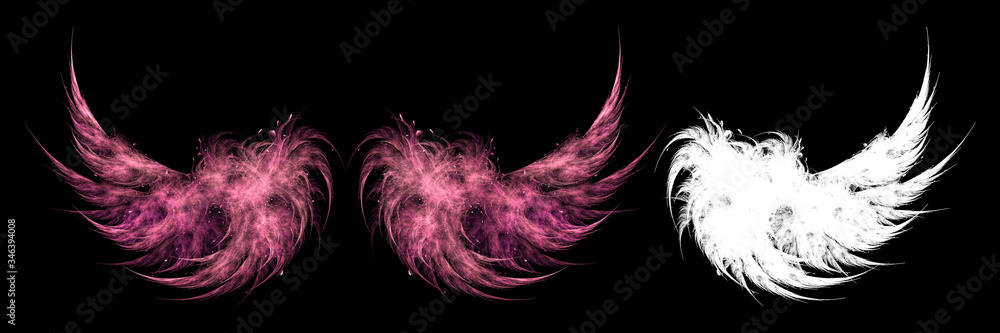 Red fairy wings on black background with white clipping mask Stock ...