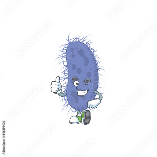 Mascot design style of salmonella typhi showing Thumbs up finger