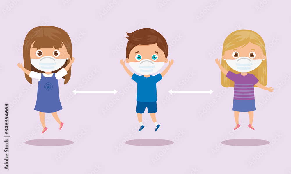 campaign of social distancing for 2019 ncov with children using face mask vector illustration design campaign of social distancing for 2019 ncov with children using face mask vector illustration design