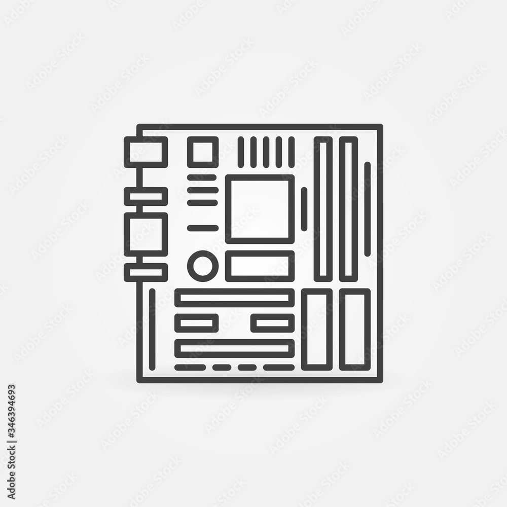 Computer Motherboard outline vector concept icon or design element Computer Motherboard outline vector concept icon or design element