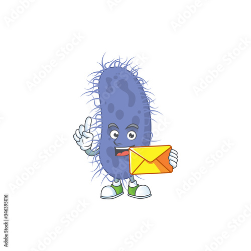 Cute face salmonella typhi mascot design bring brown envelope