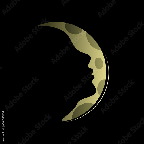 symbol of the moon with woman face.