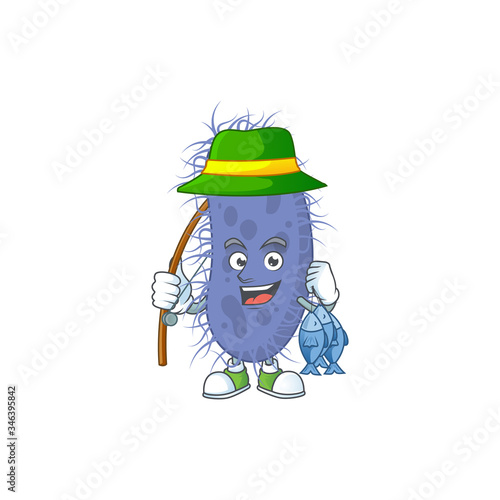 A Picture of salmonella typhi fisher mascot design catch a fish
