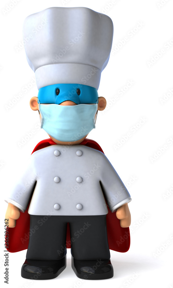 3D Illustration of a chef with a mask 3D Illustration of a chef with a mask