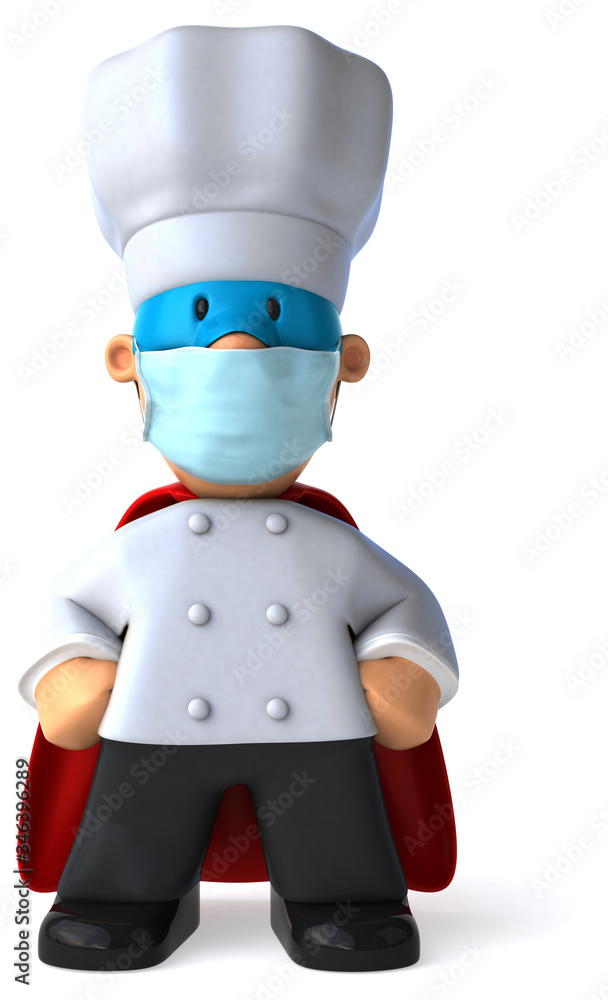 3D Illustration of a chef with a mask 3D Illustration of a chef with a mask