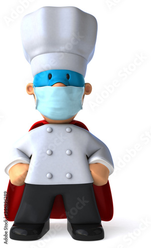 3D Illustration of a chef with a mask