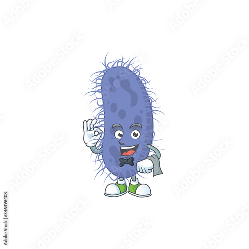 A salmonella typhi waiter cartoon character ready to serve