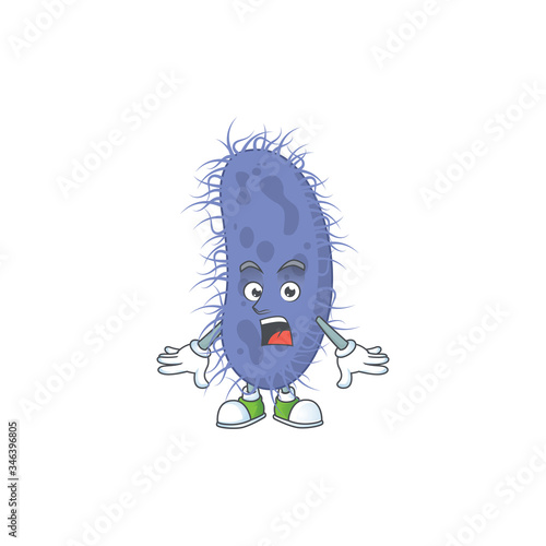 A cartoon design of salmonella typhi showing an amazed gesture