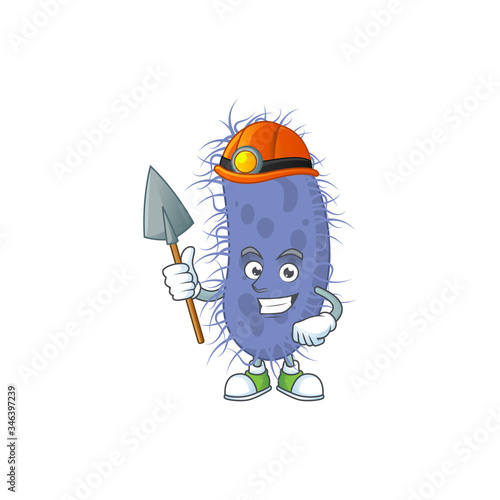 cartoon character design of salmonella typhi work as a miner