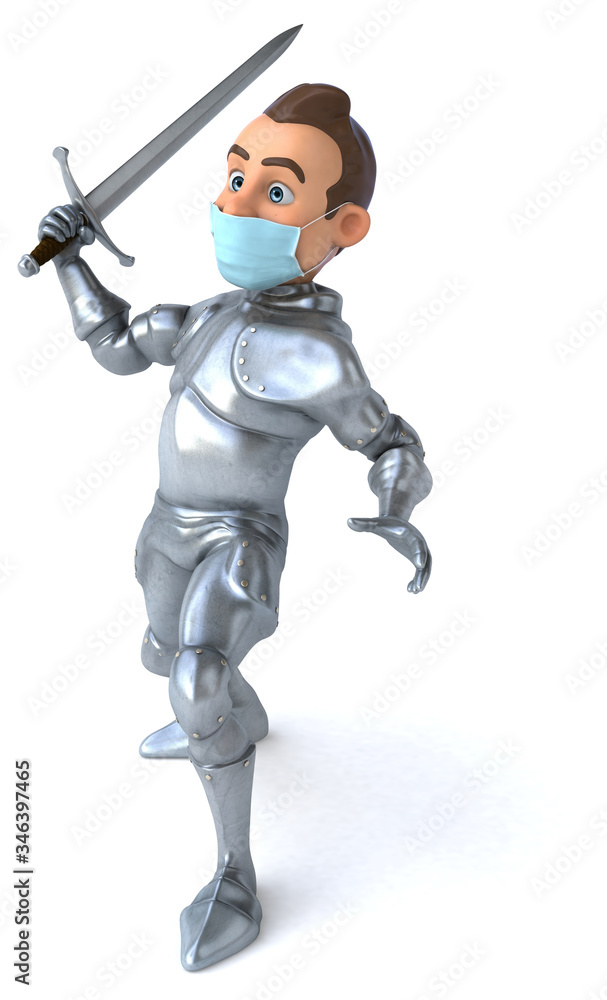 3D illustration of a cartoon character with a mask 3D illustration of a cartoon character with a mask